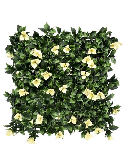 Artificial Indoor Vertical Wall Garden With White Flowers Size: 50cm x 50cm || No:55/22