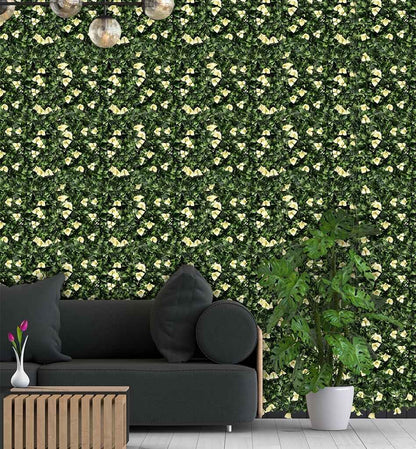 Artificial Indoor Vertical Wall Garden With White Flowers Size: 50cm x 50cm || No:55/22