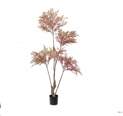 ENUTROF Artificial Japanese Red Fern Tree – 120cm Dramatic Autumn Plant for Indoor Decor ENUTROF