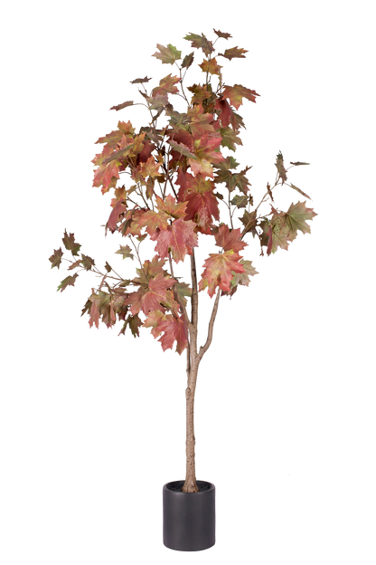 ENUTROF Artificial Autumn Maple Tree – 150cm Dramatic Red-Orange Fake Plant for Home Decor ENUTROF