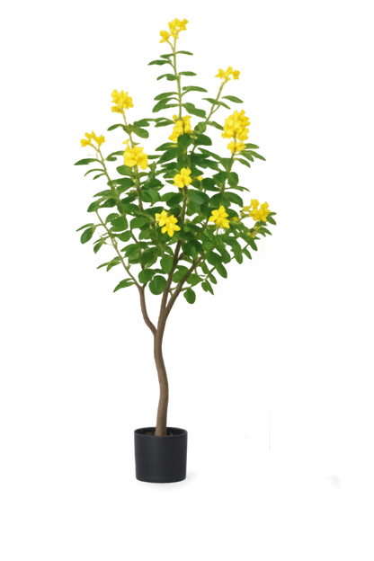 ENUTROF Artificial Golden Cassia Flowering Tree – 150cm Fake Yellow Blooming Plant for Home Decor ENUTROF