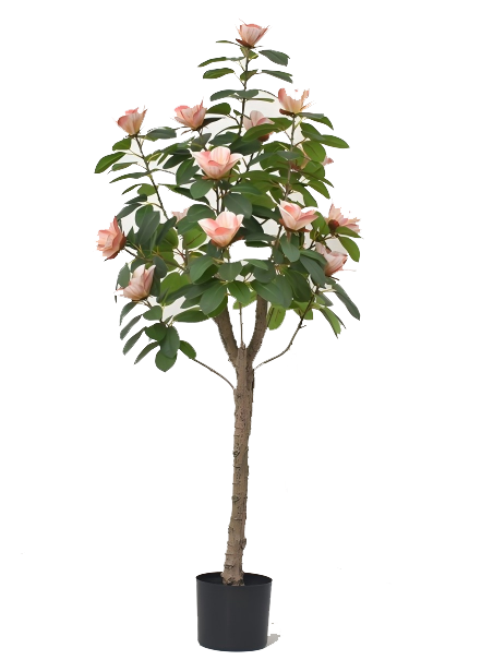 ENUTROF Artificial Pink Magnolia Flowering Tree – 140cm Fake Blooming Plant for Home Decor ENUTROF