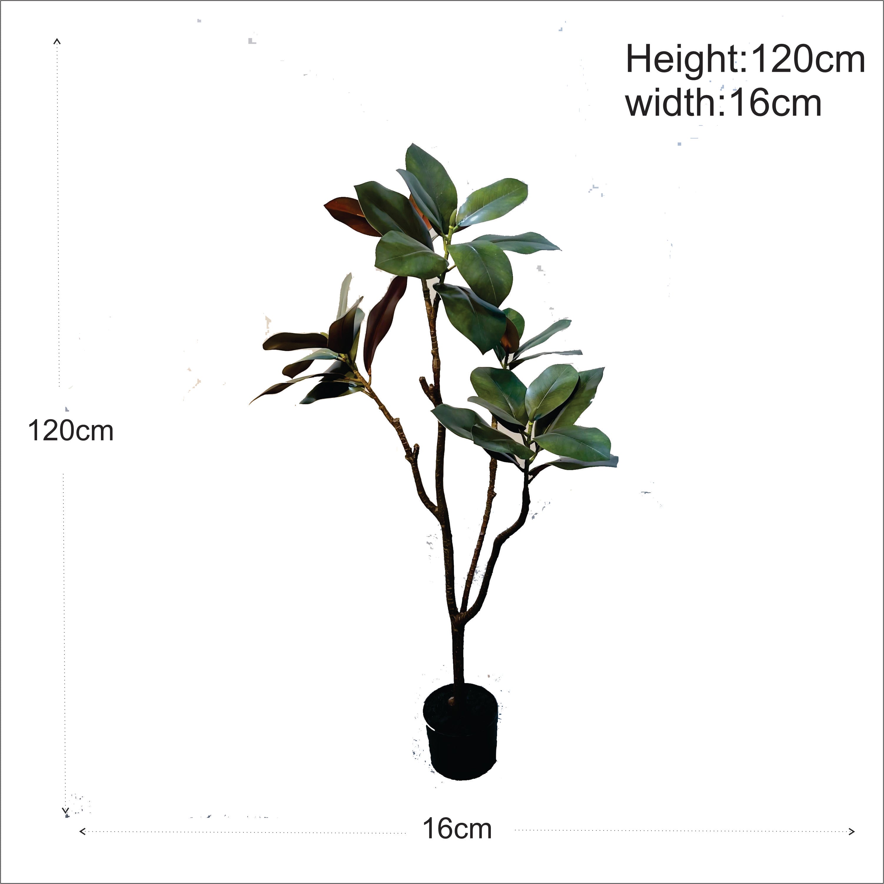 ENUTROF Artificial Rubber Tree Dark Leaf – 120cm Ficus Elastica Fake Plant for Modern Decor ENUTROF