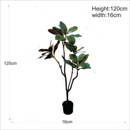 ENUTROF Artificial Rubber Tree Dark Leaf – 120cm Ficus Elastica Fake Plant for Modern Decor ENUTROF