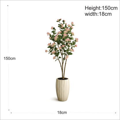 ENUTROF Artificial Pink Cherry Blossom Tree – 150cm Sakura Fake Plant with Ceramic Pot ENUTROF