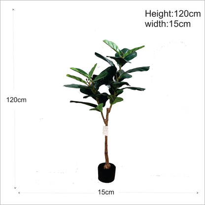 ENUTROF Artificial Rubber Tree Ficus Elastica – 120cm Fake Indoor Plant for Home Decor ENUTROF