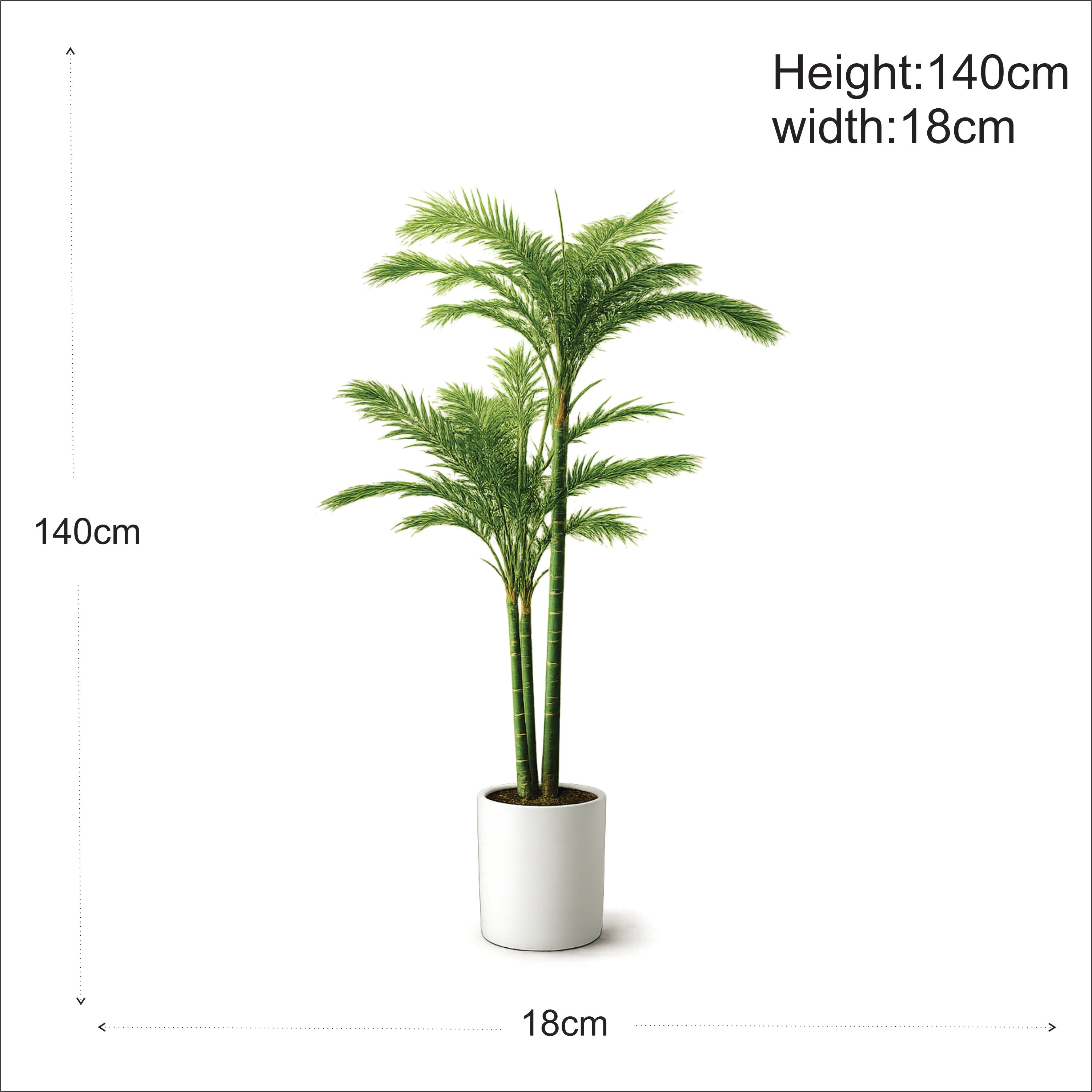 ENUTROF Artificial Areca Palm Plant – 140cm Fake Tropical Indoor Palm for Home & Hotel Decor ENUTROF