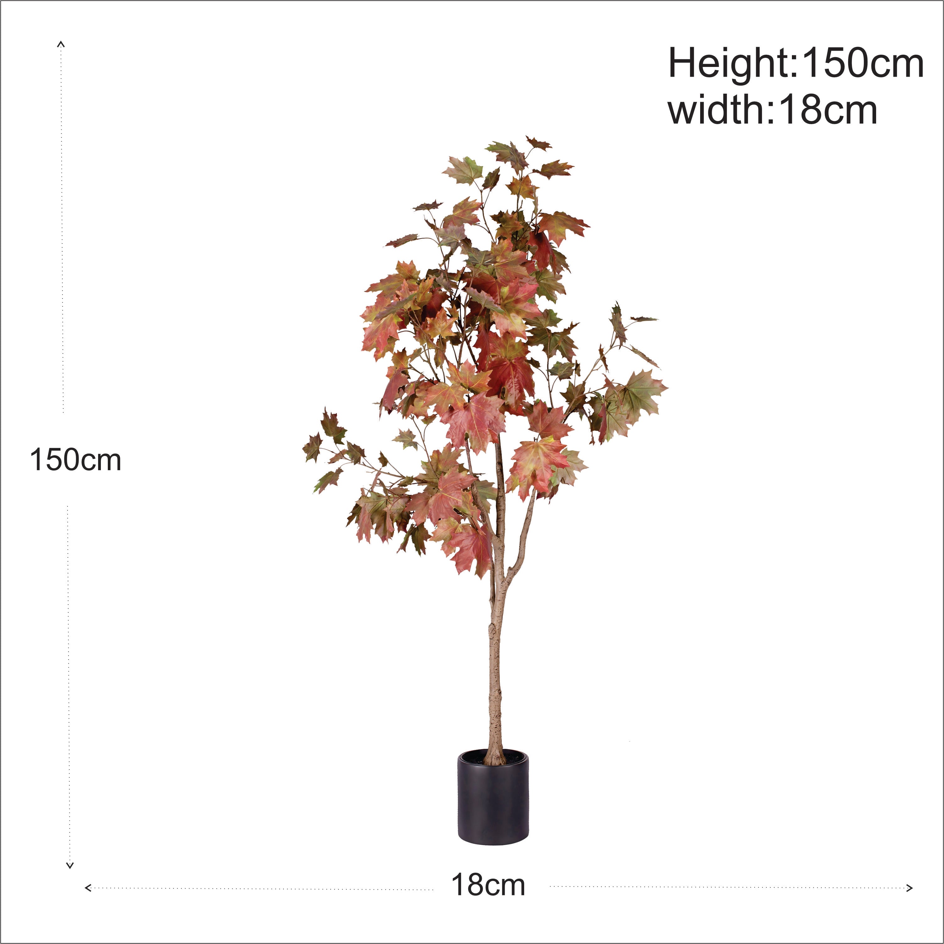 ENUTROF Artificial Autumn Maple Tree – 150cm Dramatic Red-Orange Fake Plant for Home Decor ENUTROF