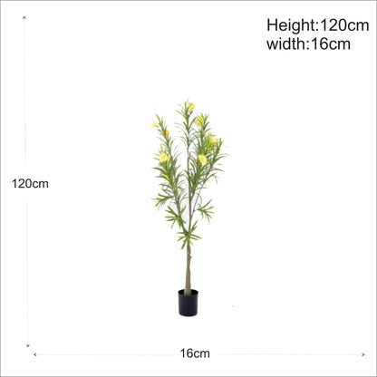 ENUTROF Artificial Yellow Flowering Oleander Tree – 120cm Fake Blooming Plant for Home Decor ENUTROF
