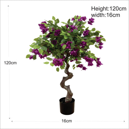 ENUTROF Artificial Purple Bougainvillea Bonsai Tree – 120cm Fake Flowering Plant for Home Decor ENUTROF