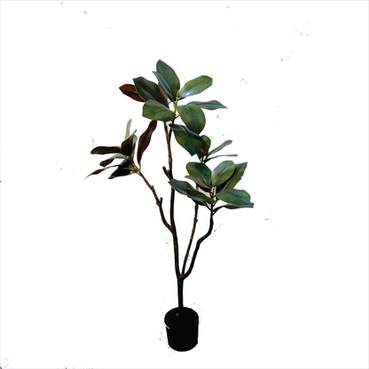 ENUTROF Artificial Rubber Tree Dark Leaf – 120cm Ficus Elastica Fake Plant for Modern Decor ENUTROF