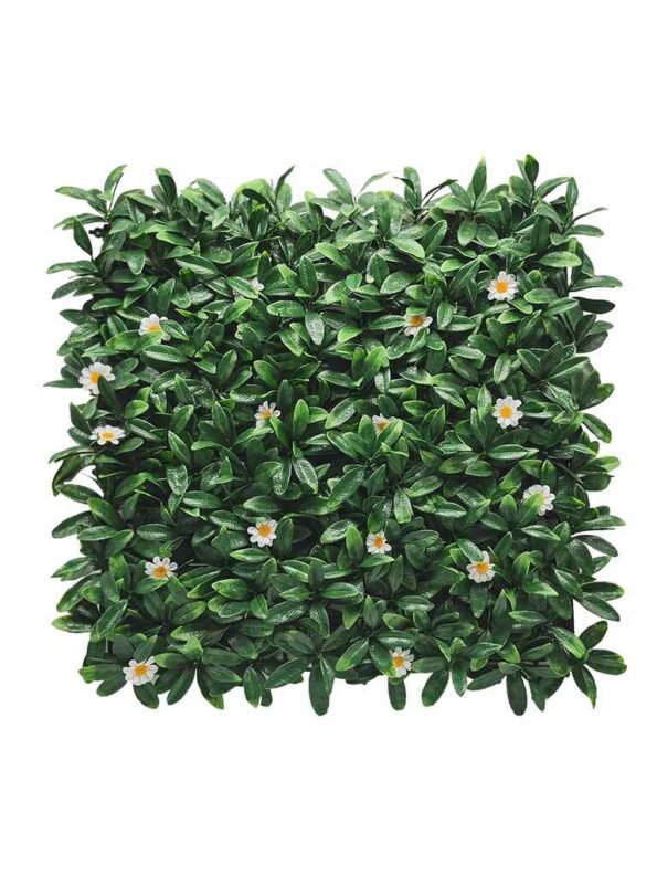 artificial vertical garden with white flowers